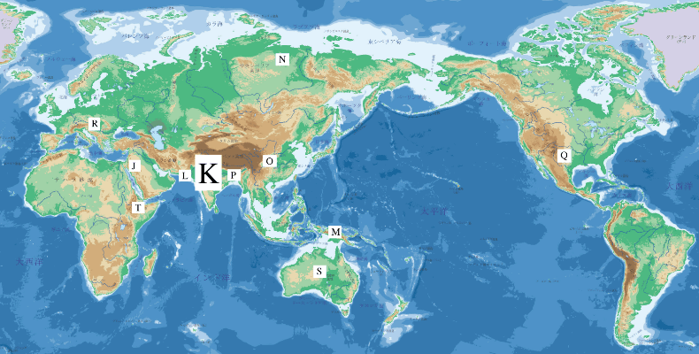 ユーラシア族の移動分布地図 